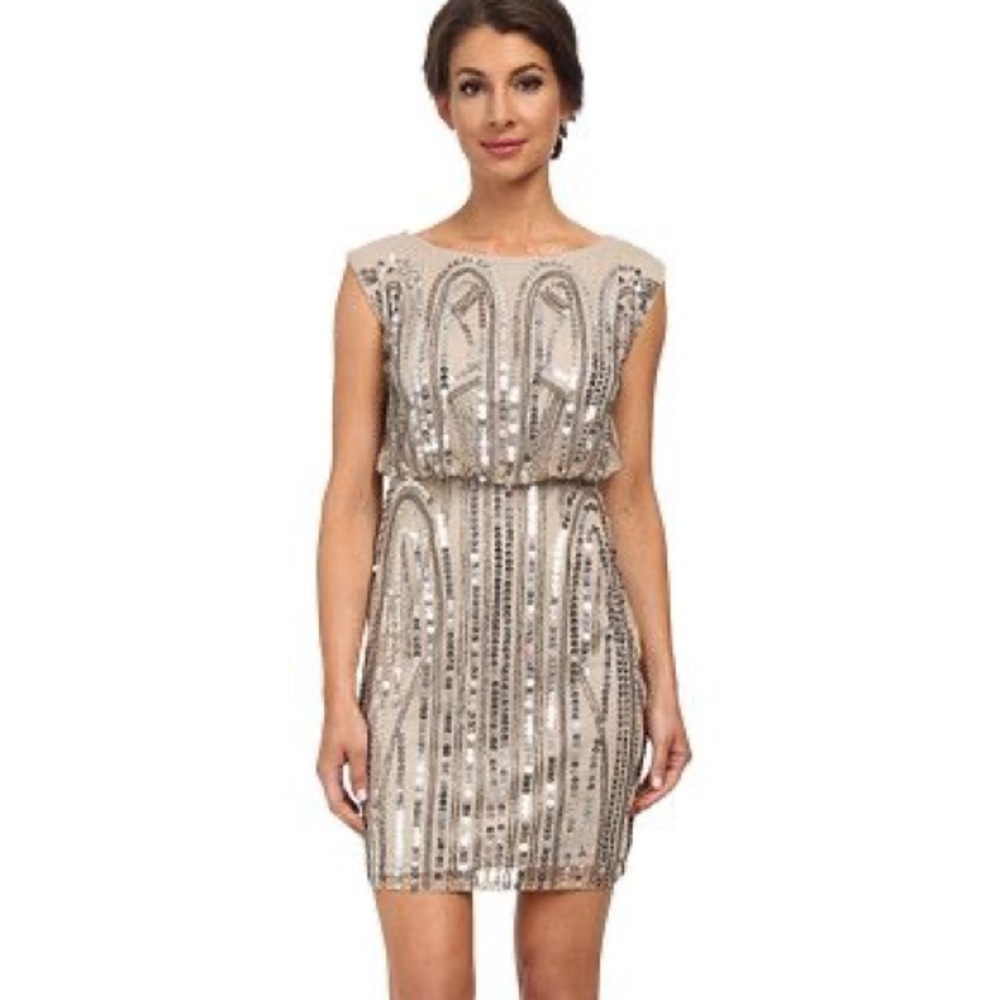 Adrianna Papell Blouson Art Deco Cocktail Dress - Size 4 - NWT